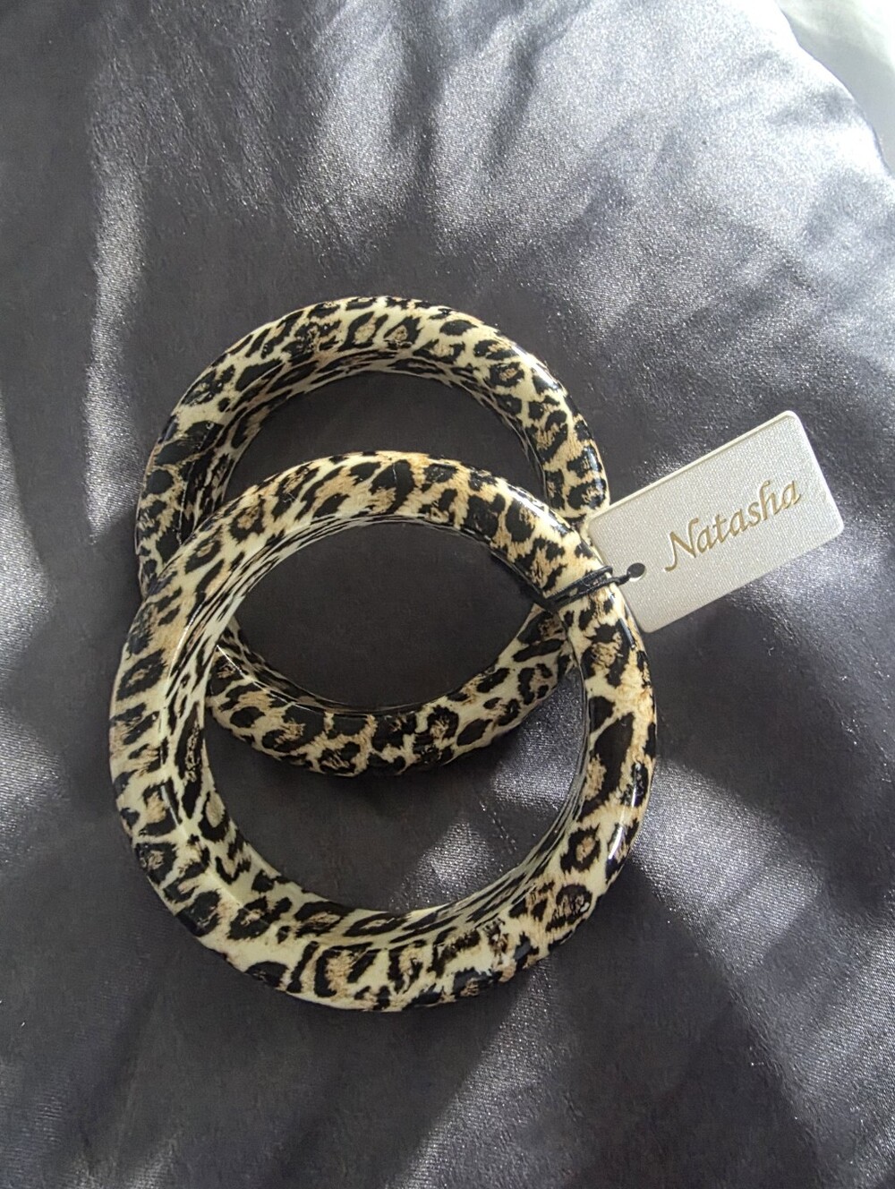 Natasha Cheetah Leopard Animal Print Chunky Lucite Stacked Bangle Bracelets